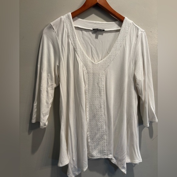 Adrianna Papell Asymmetrical Cream Blouse neutral basic minimalist
Textured - Picture 1 of 10